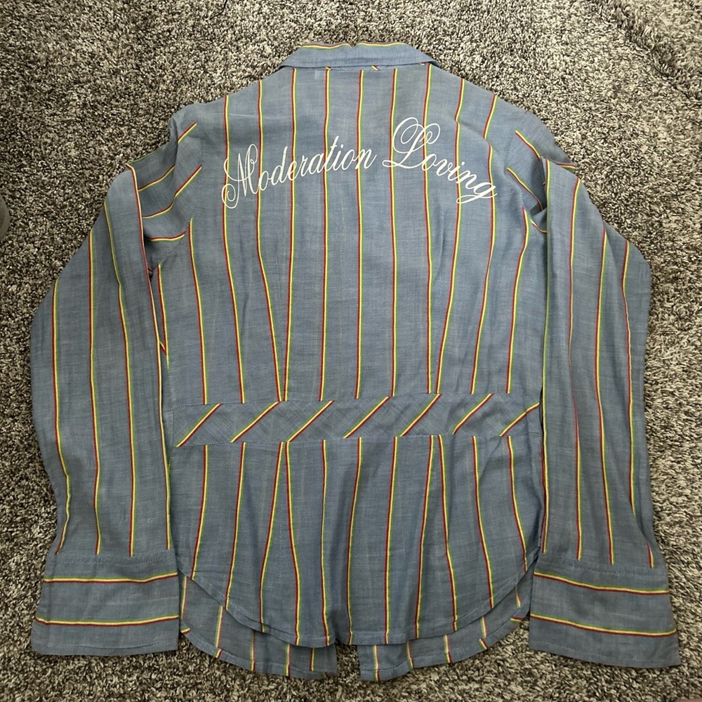 L.A.M.B. Moderation Loving Striped Button Up Shirt Size Medium